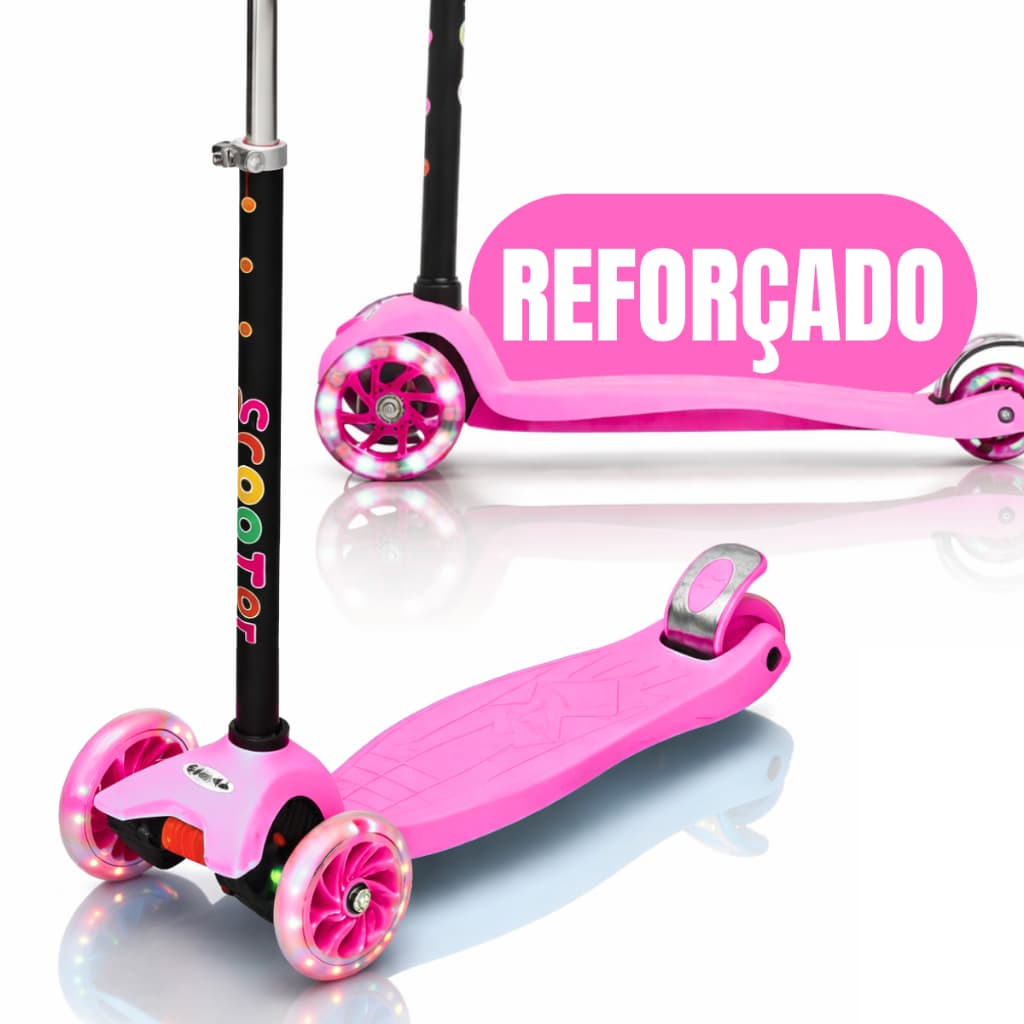 Patinete Scooter Infantil Adulto Juvenil Dobrável 3 Rodas Com Led Reforçado Let´s Play