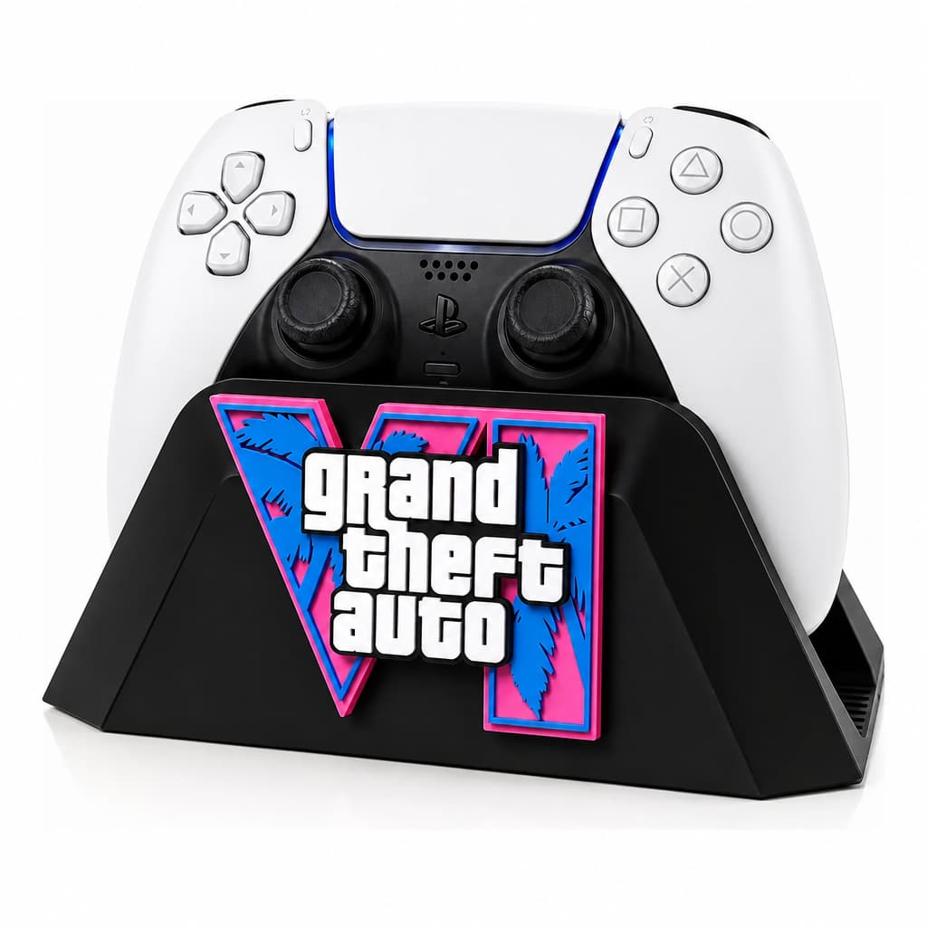 Suporte para Controle Gamer Tema GTA 6 PS5 Xbox Series X Decorativo Organizador Estilo Vice City