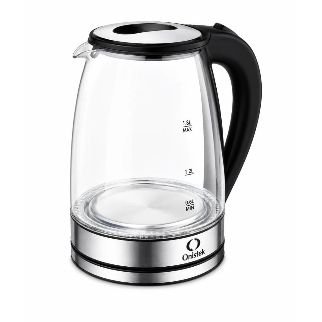 Chaleira Elétrica Vidro Transparente e Aço Inox Onistek 1.8L - Aquecimento Rápido e Seguro