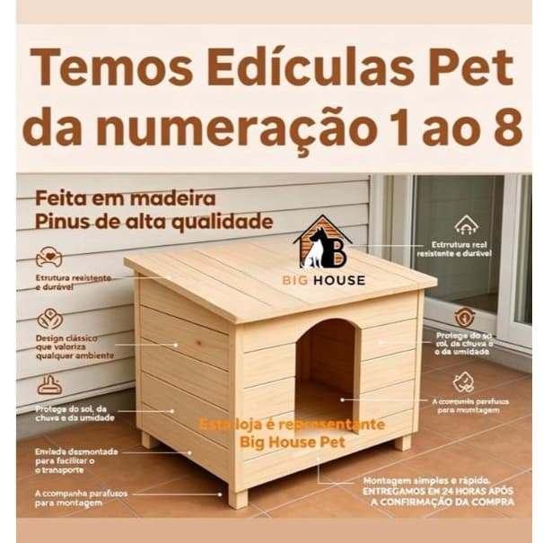 Casa Casinha De Cachorro Pet Madeira modelo Edicula Nº5