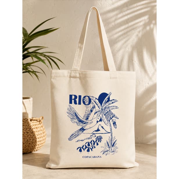 Bolsa Sacola Ecobag RIO Copacabana Estilosa Bolsa 100% algodão tamanho 35x35cm Ombro Praia Compras