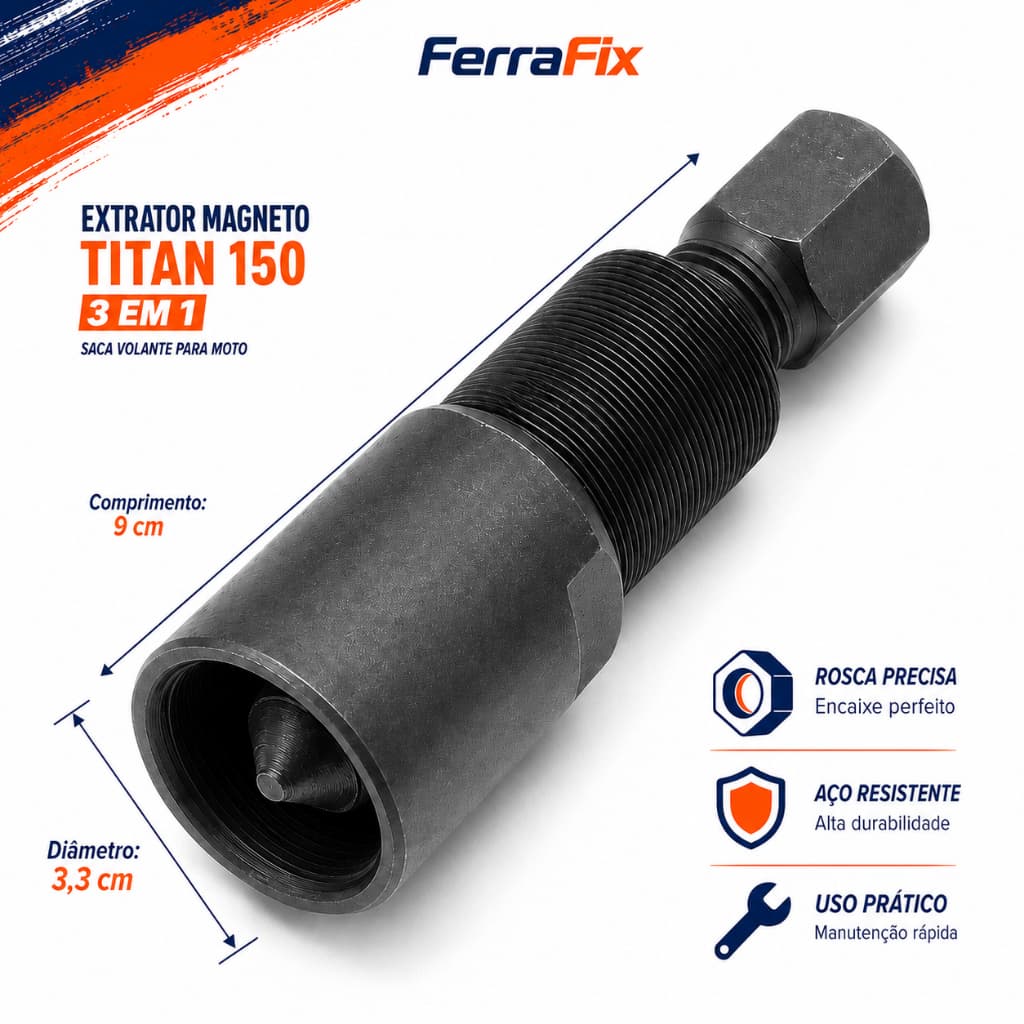 Extrator Magneto Titan 150 3 em 1 Saca Volante Ferramenta Para Moto CG 150 Aço Resistente