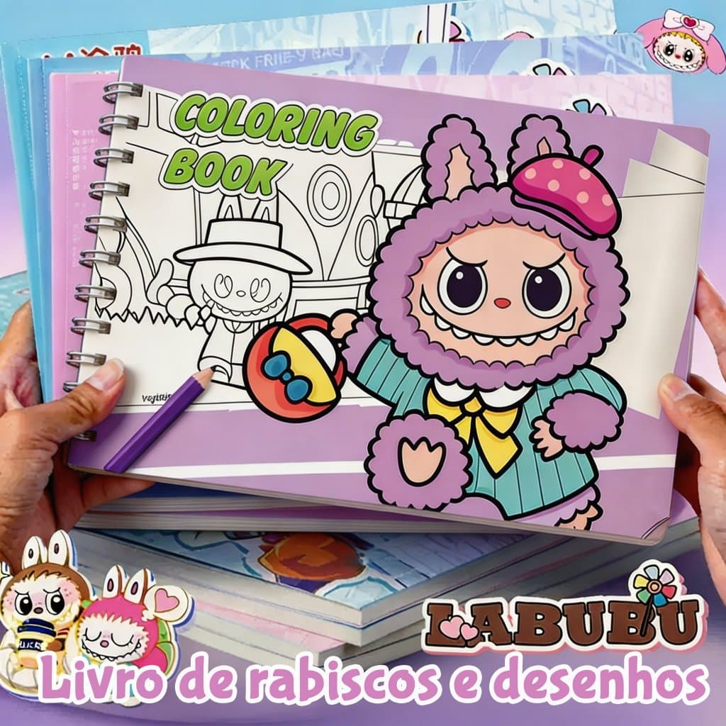 Caderno Livro de Colorir Ursinho para Crianças Capa Dura 48 Páginas Pintura