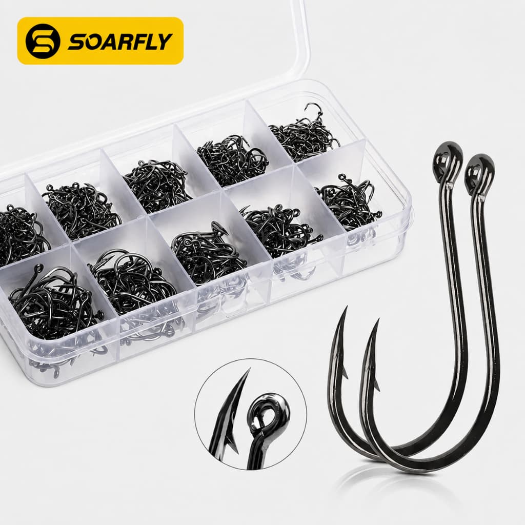 Fishing Kit: 100 Hooks in Sizes 3 to 12 with Storage Case