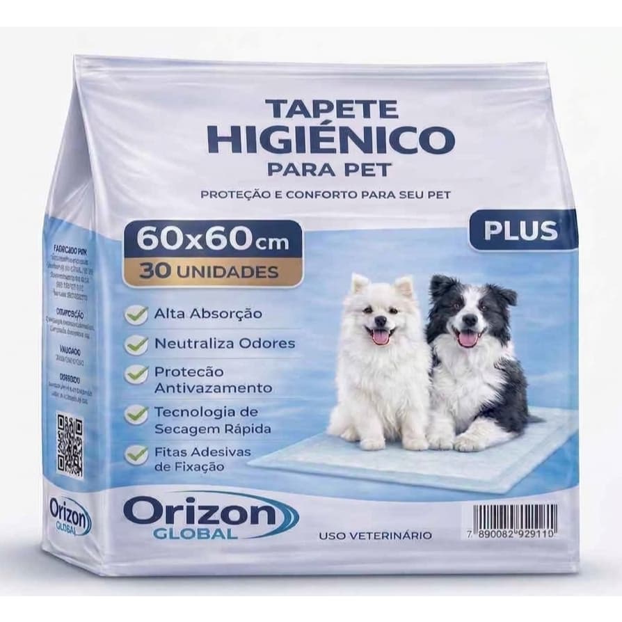 Tapete Higiênico para Cães Plus 30 Unidades (60x60) Alta absorção neutraliza odores secagem rápida anti-vazamento manta