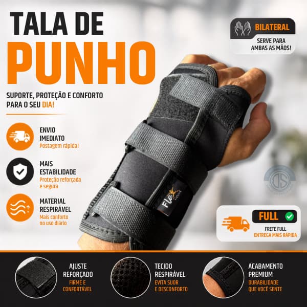 Munhequeira com tala bilateral | ortese imobilizador de punho | Protetor de pulso e mão