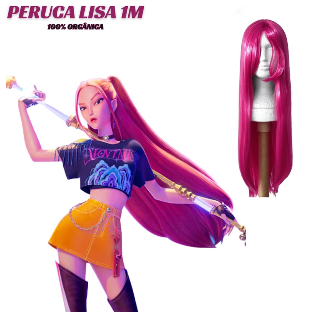Peruca 100% Orgânica Longa Lisa Cosplay 1 Metro 300gr