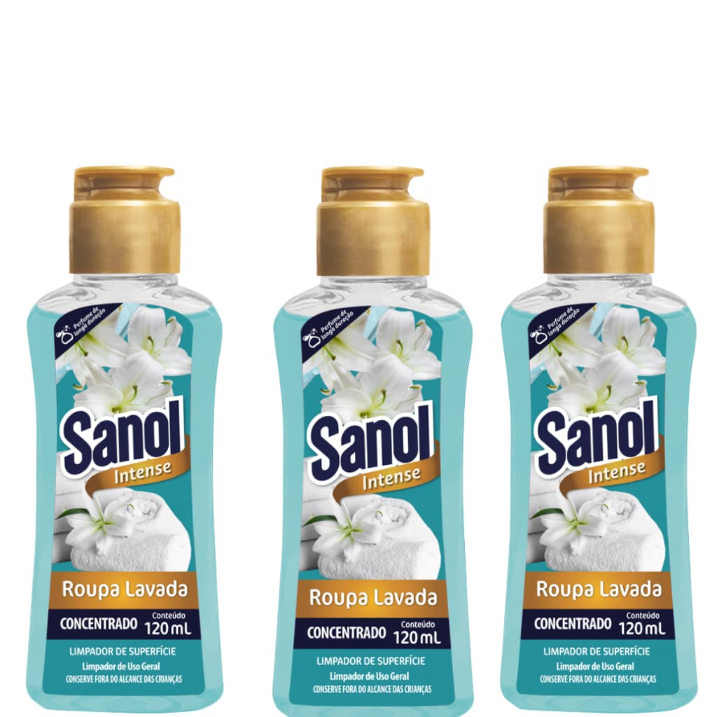 Kit 03 unidades Limpador de Superfícies Concentrado Roupa Lavada120mL