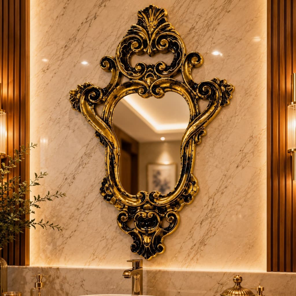 Espelho Decorativo Banheiro Estilo Clássico Cor Ouro Velho Enfeites Presentes Envio Imediato