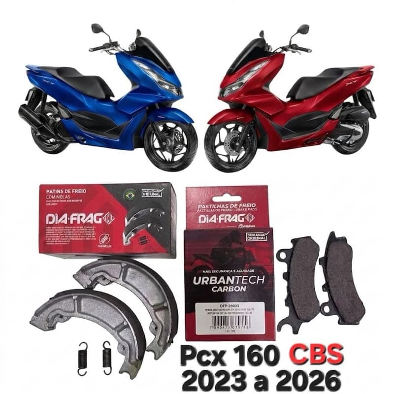 KIT Pastilha Dianteira + Lona Traseira Freio PCX 160 CBS 2023 2024 2025 2026 Diafrag 00127 - 20905