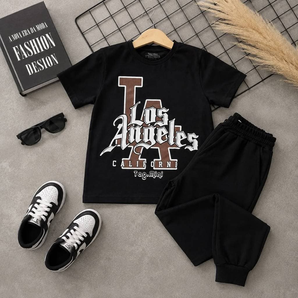 Conjunto Masculino Infantil Camisa algodão  com calça de moletinho estiloso