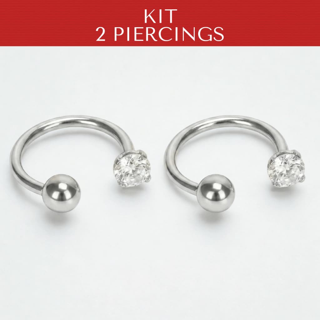 Kit 2 Piercing Nariz Ponto Luz Aço Cirúrgico Septo Orelha Antialérgico Masculino Feminino Unissex
