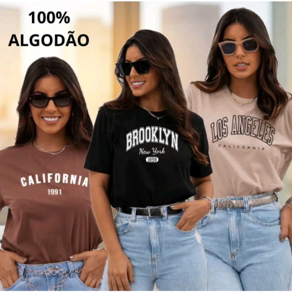 kit 3 Camisetas Tshirts Estilo Dia a Dia Moderno Confortável Macia