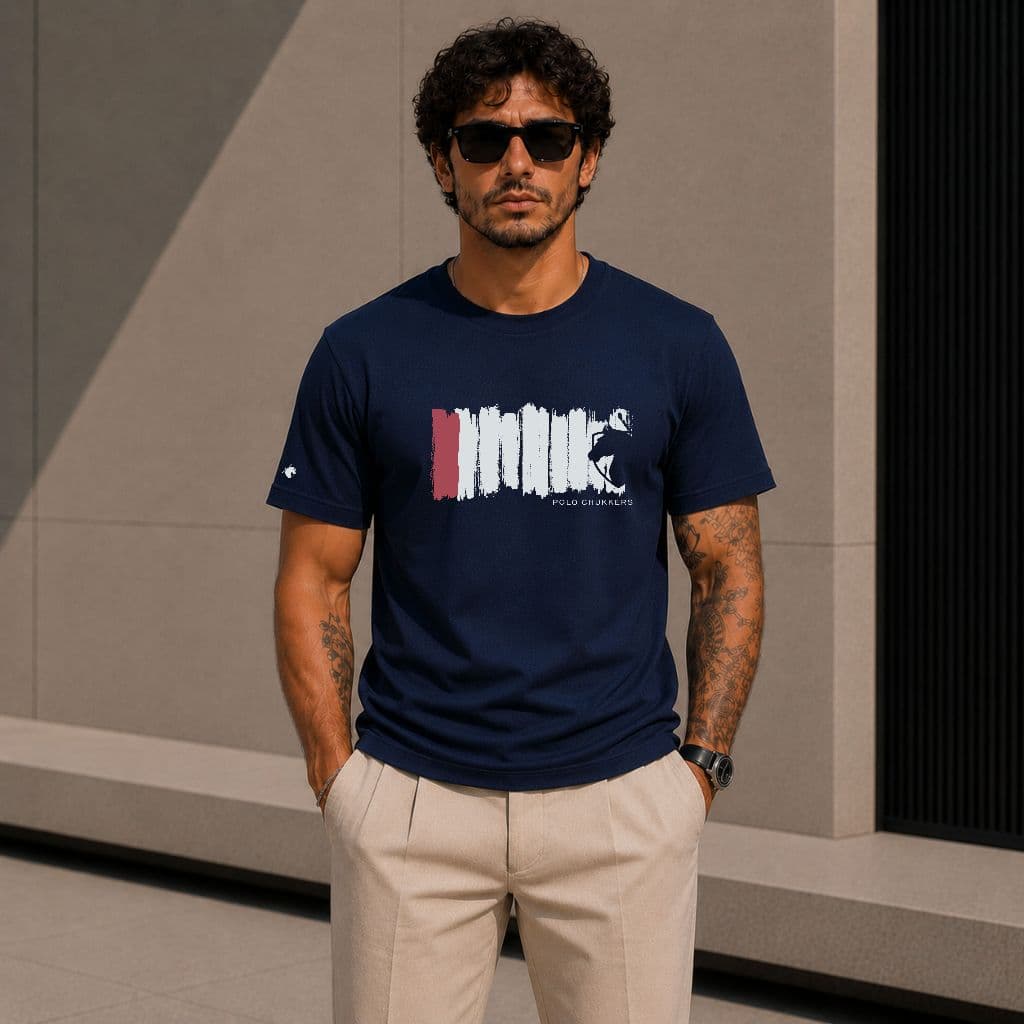 Camiseta camisa masculino manga curta polo chukkers estampa cavalo 100% Algodão Premium Peruana