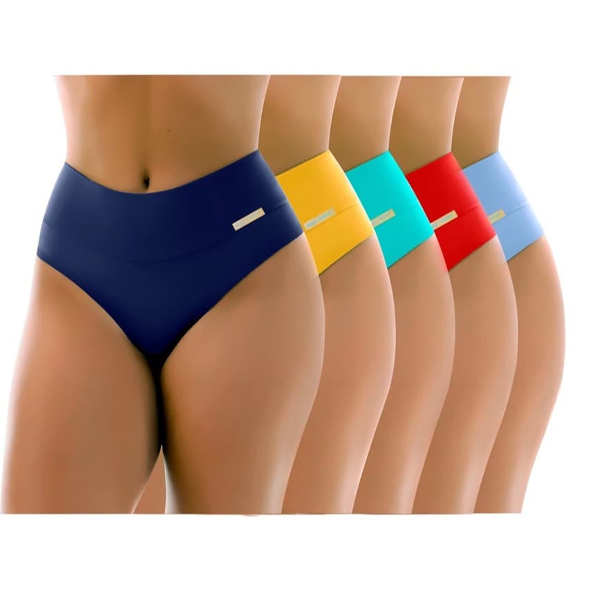 Calcinha Cós Alto Lisa Modeladora Confortável Forro em Algodão Kit 3