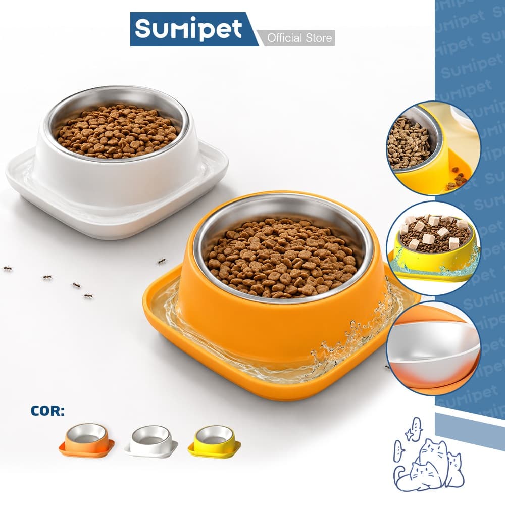 Comedouro Elevado Pet 15° com Tigela Inox Removível e Base Estável para Cães e Gatos