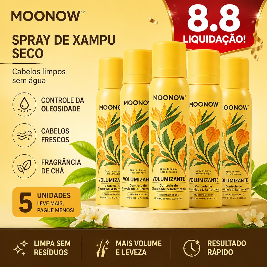 MOONOW Spray Seco de Cabelo Kit 5 Unidades - Controle de Oleosidade, Volume e Refrescante