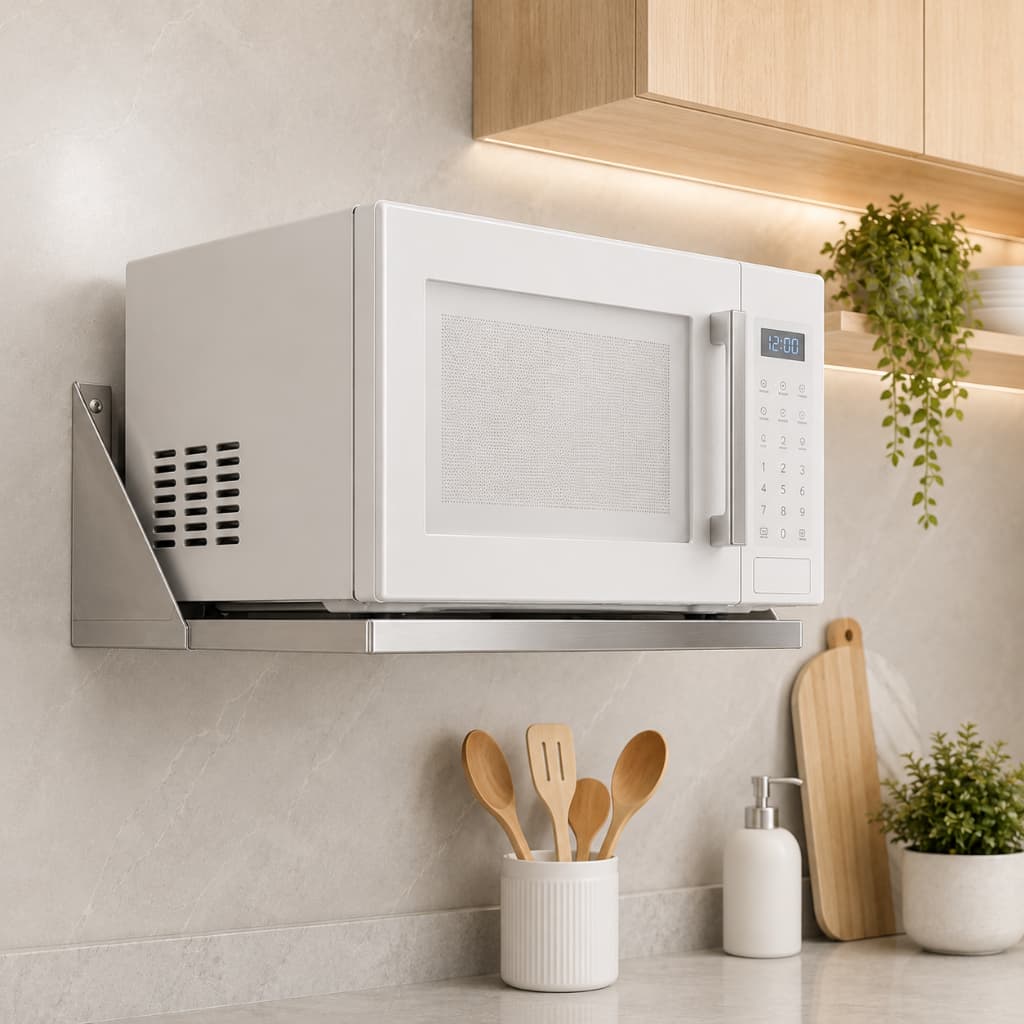 Prateleira Suporte Microondas Multiuso Inox com Passa-Fios