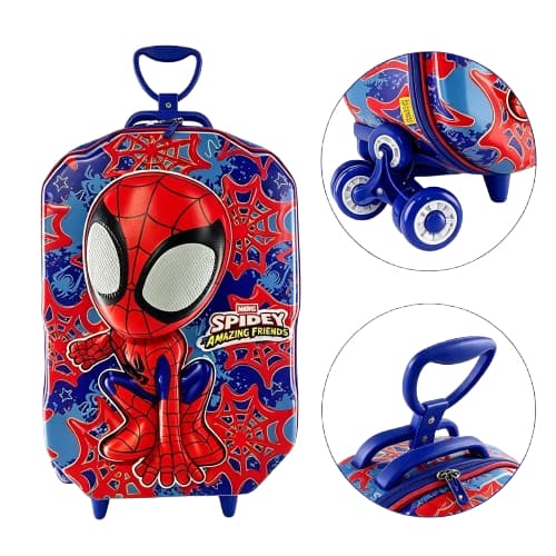 Mala Infantil Spidey Peter Max Toy 3801AM26, com Design 3D e Sistema Exclusivo com 3 Rodas