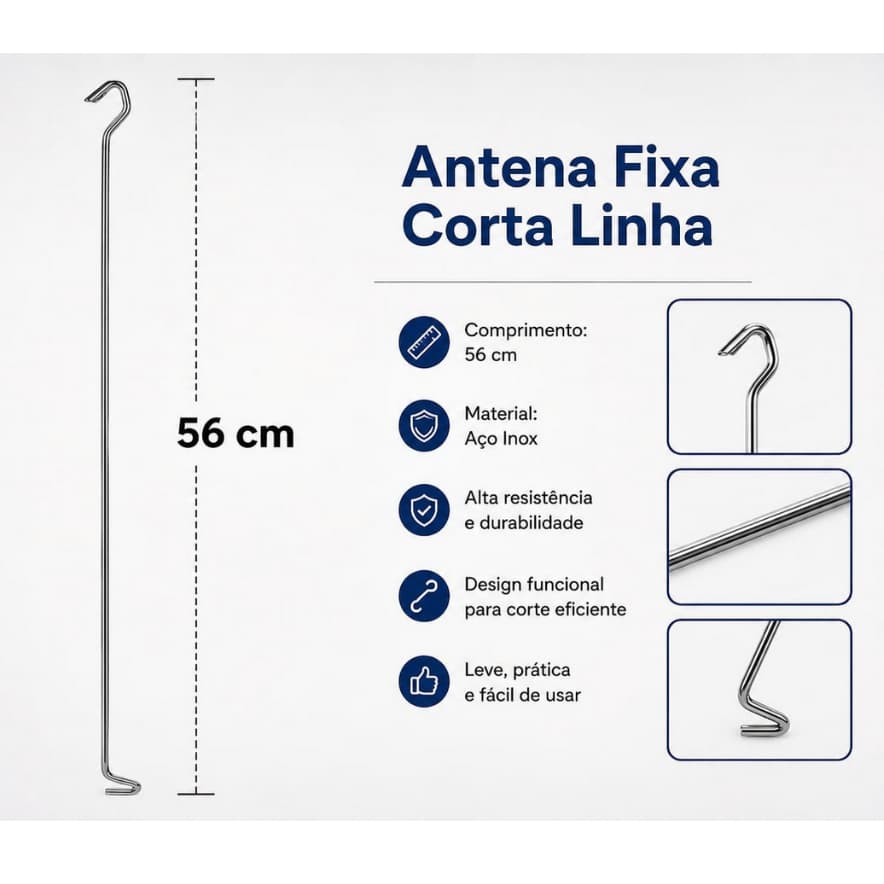 Antena Corta Pipa Fixa Retrovisor Cromada Com Reforço