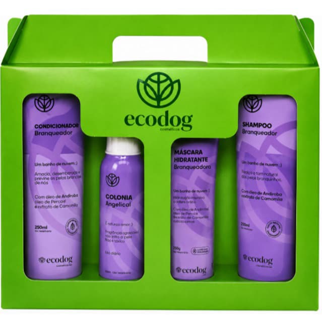 Kit Pet Profissional Ecodog Branqueador Shampoo Condicionador Côlonia Máscara de Hidratante