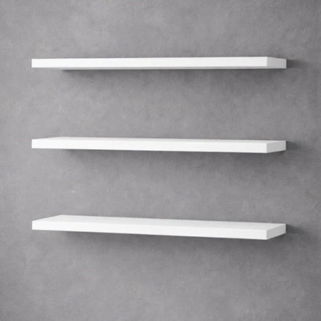 KIT 3 Prateleiras MDF 60cm Suporte Invisível Prateleira Flutuante Parede Sala Quarto Cozinha