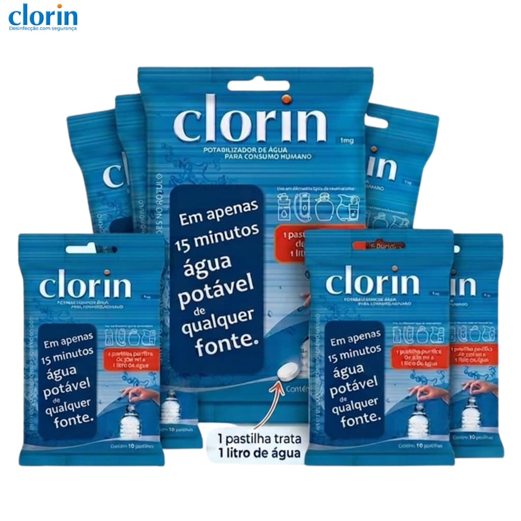 Kit Pastilha Purificadora de Água Clorin 1 Tratamento Água Potável Consumo Humano