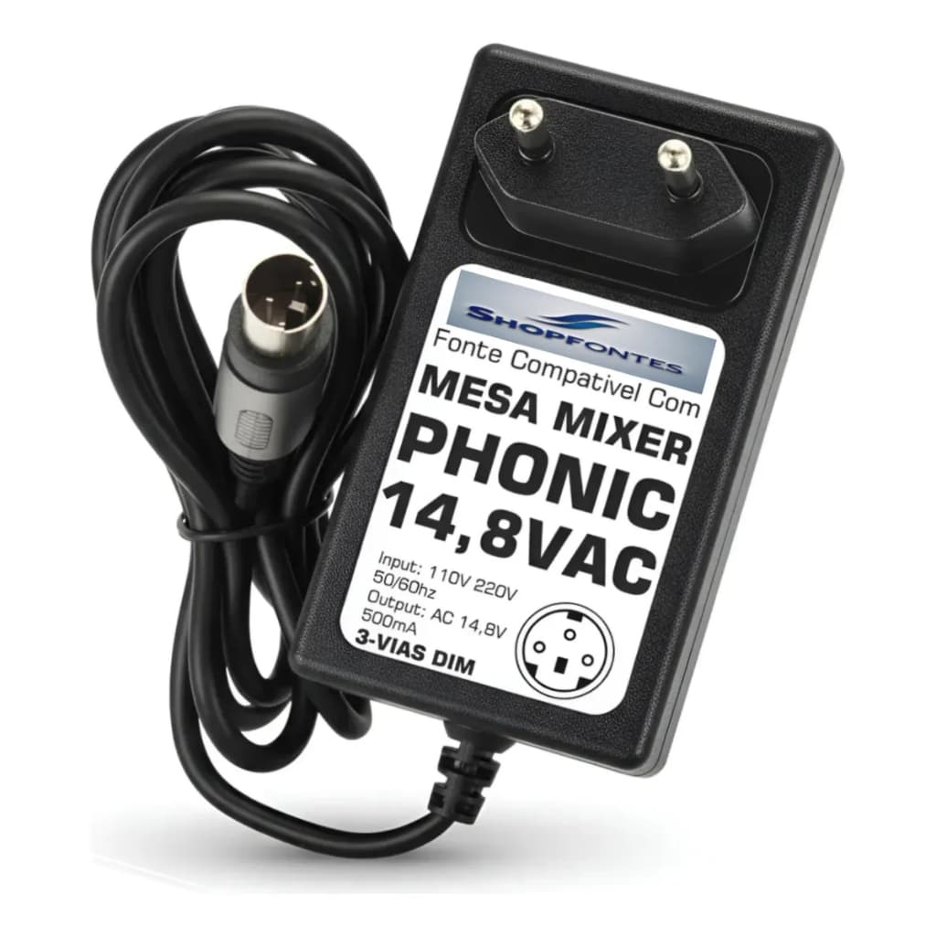 Fonte Mesa Phonic Am 25 55 85 105 125 Fx Ac 14,8vac 500mA 110V/220V