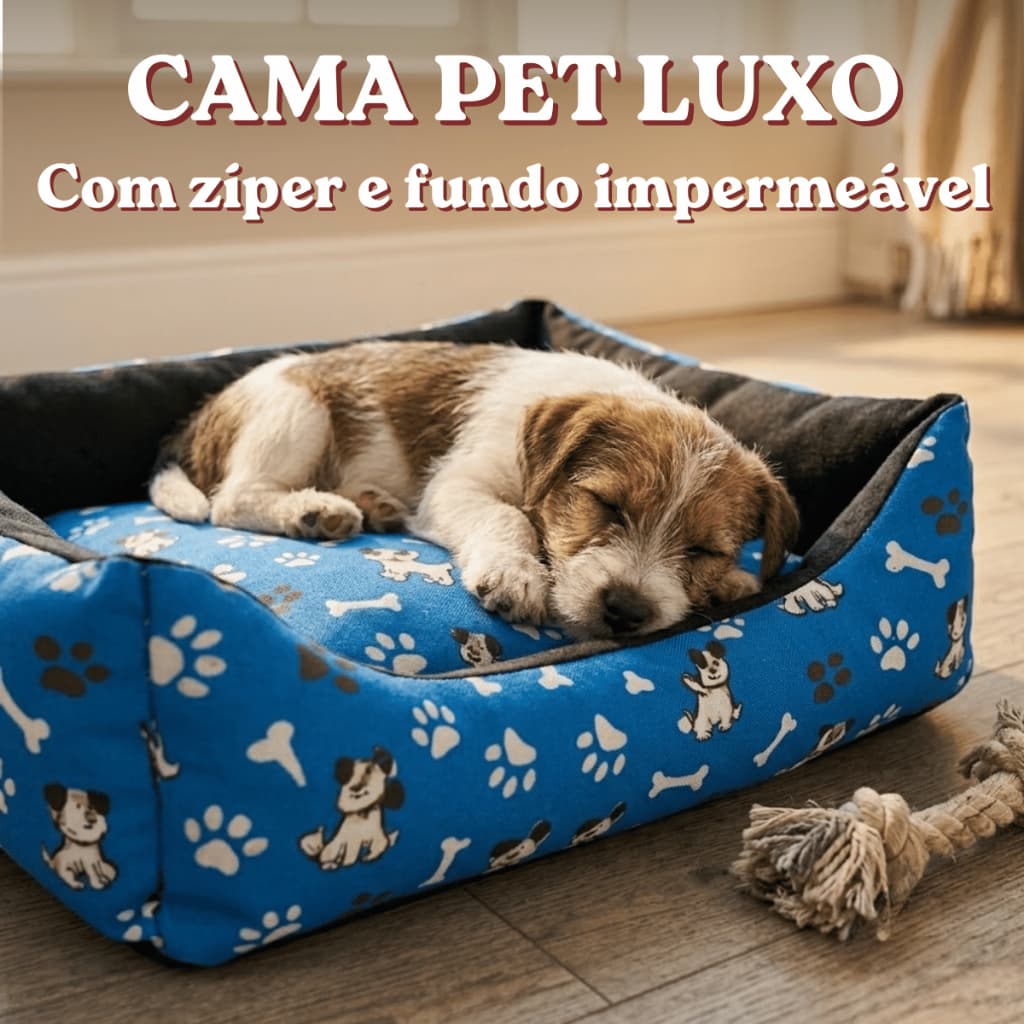 Cama Pet Luxo lavável Extra Macia Fundo Impermeável Para Pet