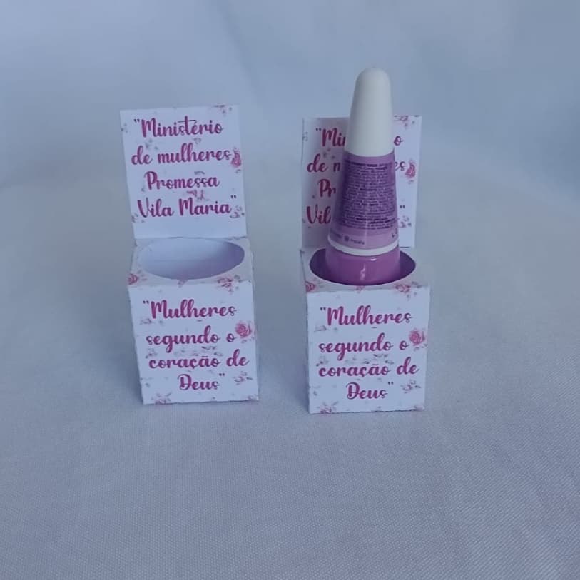Lembrancinha Porta Esmalte Kit com 10 caixas personalizadas Festa Igreja Chá de Mulheres