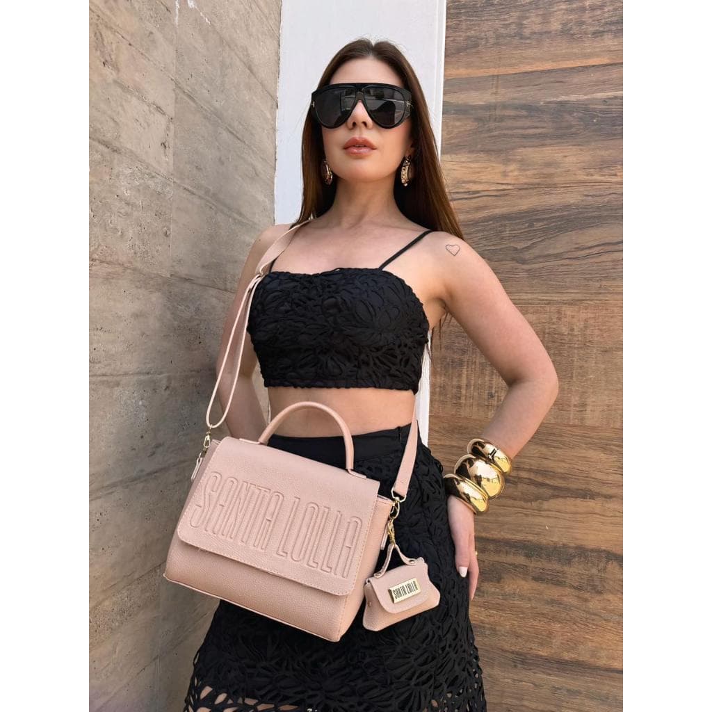 Bolsa Feminina Casual Chic Texturizada com Porta Moedas Removível