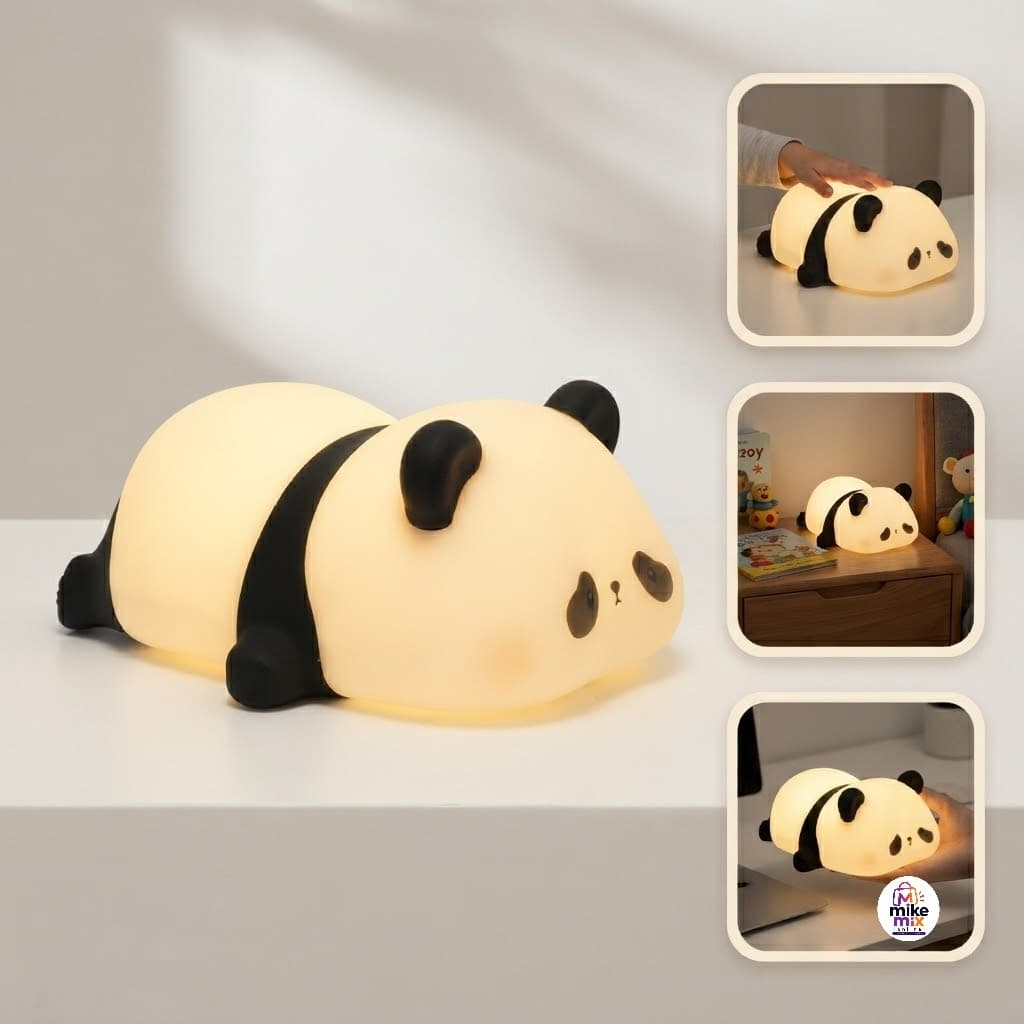 Luminária LED Panda de Silicone Recarregável Touch Luz Noturna Infantil Abajur Decorativo Quarto Bebê USB