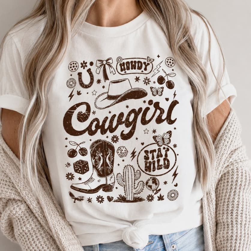 Camiseta Oversized Feminina Country Cowboy Agro Premium 100 % Algodão - Envio Imediato