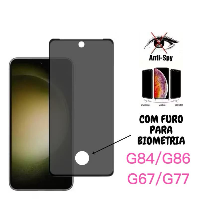 Película de vidro 3D Privacidade Anti com furo Spy Para Motorola G77 G67 G84 G86