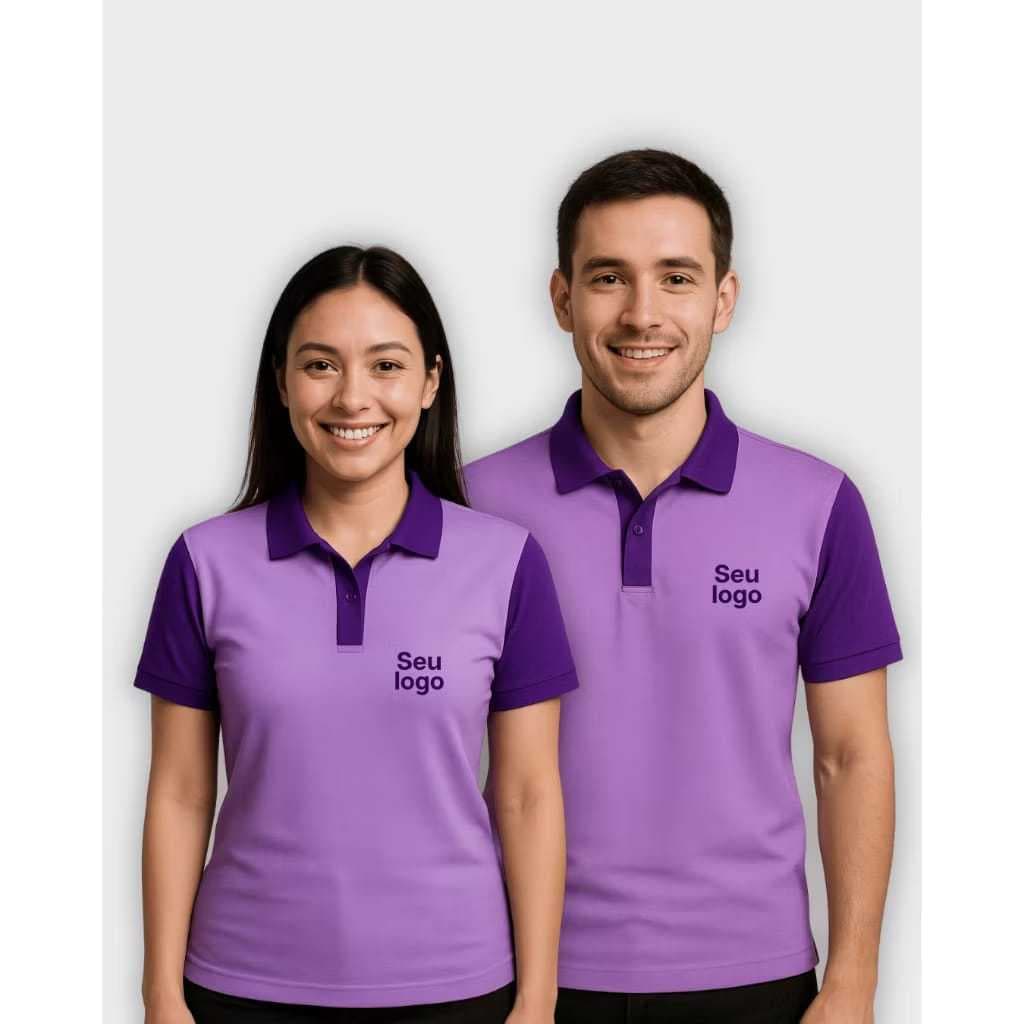Camisa Polo Premium - Bicolor -  Com bordado personalizado - Sob Encomenda - Uniforme profissional