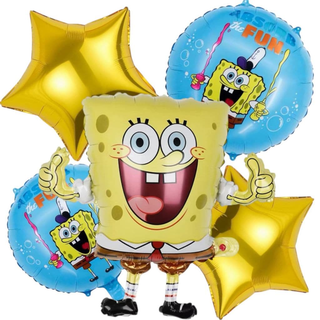 Kit 5 Balões Metalizados Bob Esponja Para Festa e aniversario