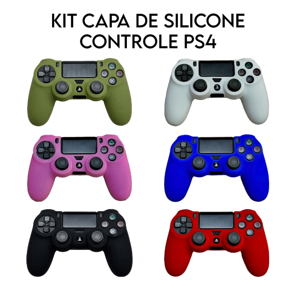 KIT Capa Silicone Controle PlayStation 4 PS4, 1, 2, 3 e 4 Unidades Alta Proteção