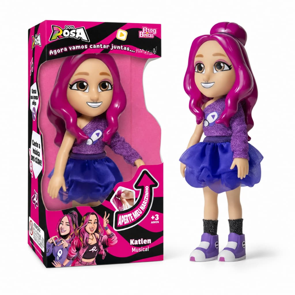 Boneca Musical Dos Rosa Katlen Roupa Roxa Infantil