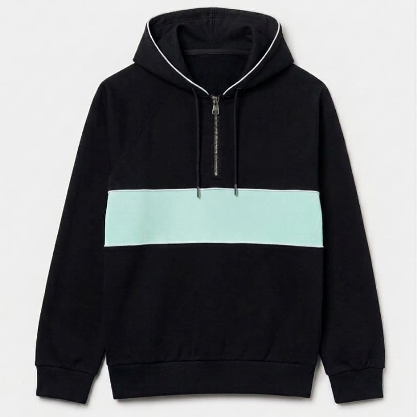 MOLETOM VINTAGE MEIO ZIPER COM CAPUZ TOUCA MASCULINO COLOR