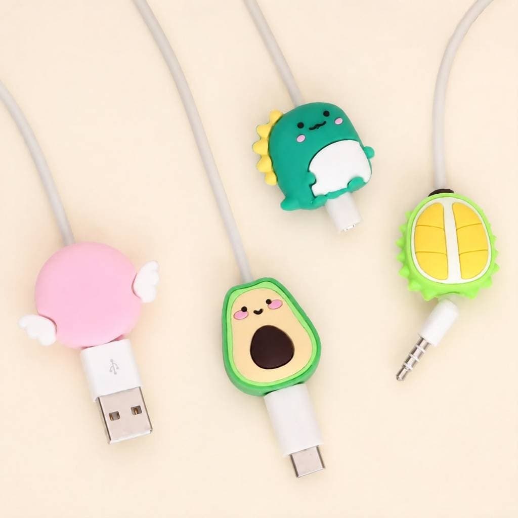 Kit com 3 Protetores de cabo USB carregador phone IPhone Android bichinhos Protetor
