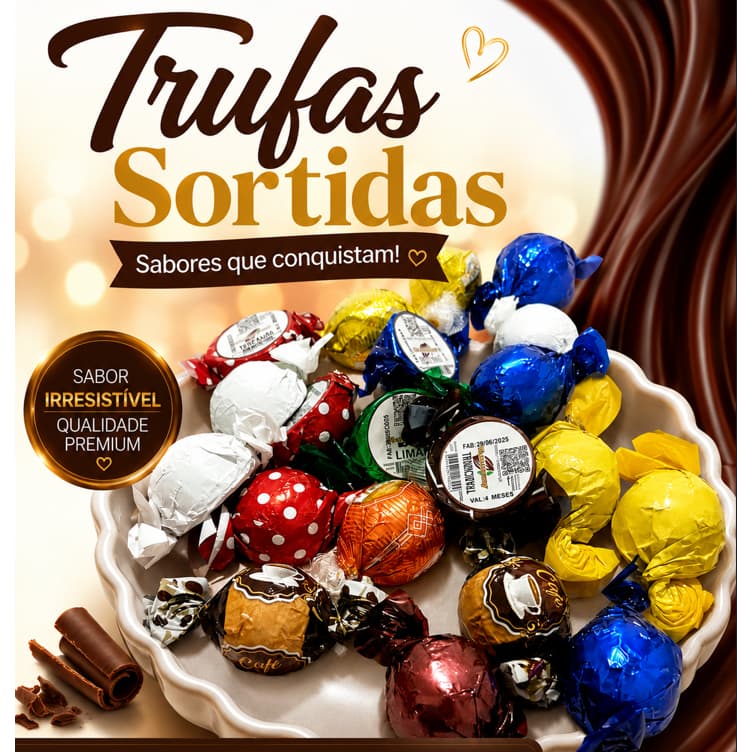 Trufas Chocolate Diversos Sabores - Bandeja Recheada Limao Coco Leitinho Tradicional