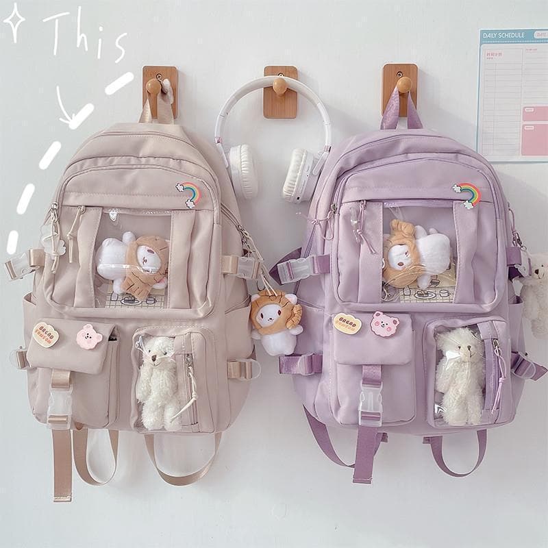 Mochila Escolar Feminina Kawaii Grande Capacidade, Mochila Coreana Casual para Escola, Faculdade e Viagem
