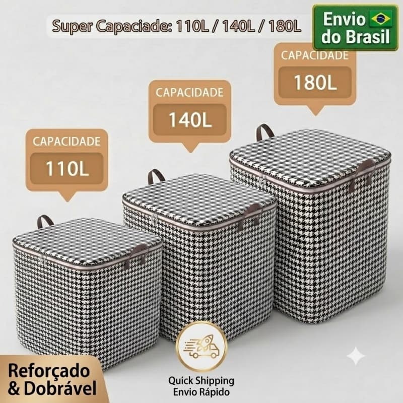 Kit 3 Sacos Organizadores 110L 140L 180L Impermeável Dobrável para Roupas e Edredom Envio do Brasil