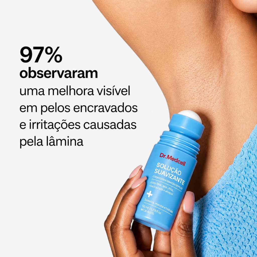 Solução Suavizante para Pelos Encravados Dr.Medcell, com AHA BHA PHA Niacinamida, Barbear para Axila Virilha Área 50ml