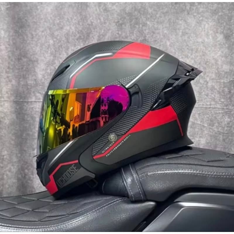 Capacete Modular Esportivo UCHOOSE – Viseira Multicolorida | Viseira Dupla | Certificação DOT