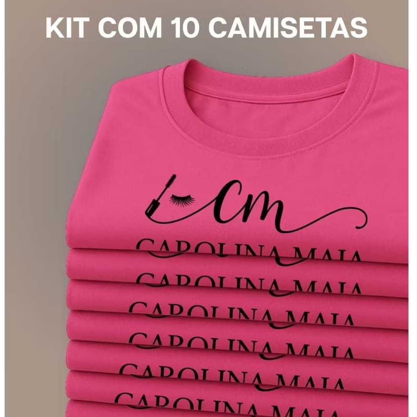 Kit 10 Camisetas Personalizadas Estampadas •  Uniforme profissional • Baby Look ou Tradicional • PP ao G3