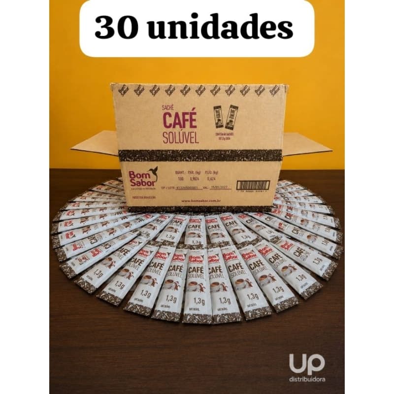 Café Solúvel em Sachê Stick 1,3g Bom Sabor 1x30 unidades.