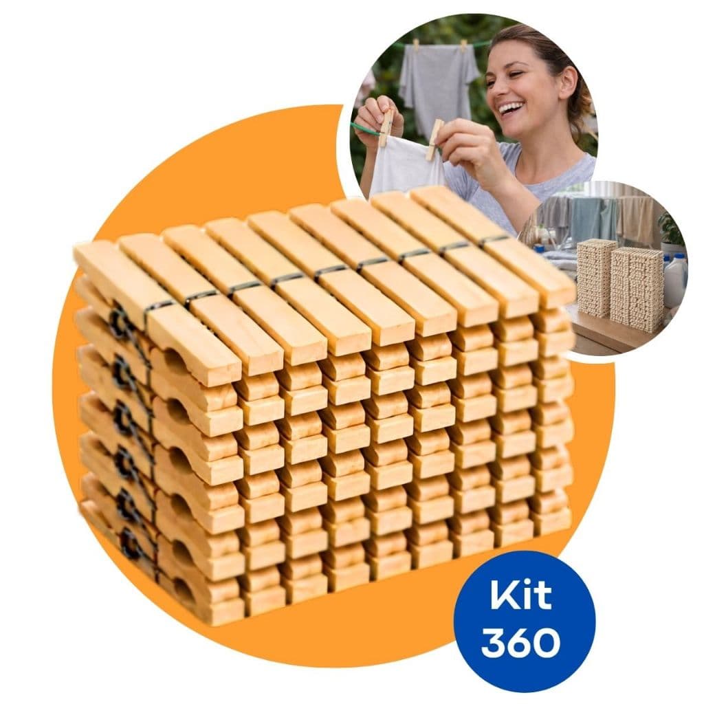 KIT 360 PRENDEDORES DE ROUPA MADEIRA REFORÇADOS ANTIDESLIZANTES PRA VARAL ÁGUIA BRANCA ENVIO IMEDIATO