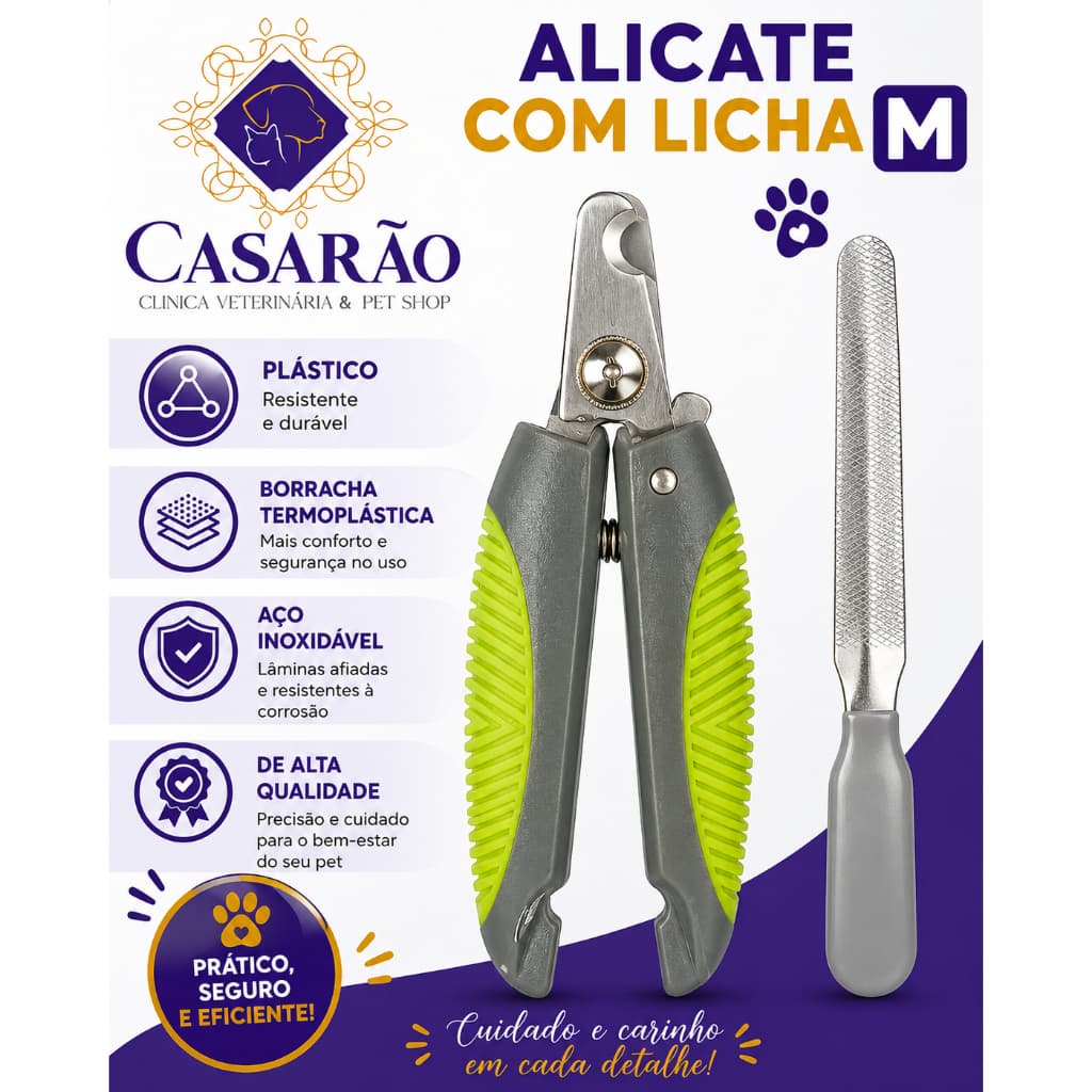 ✂️ Alicate Médio com Lixa para Unhas – Cães e Gatos