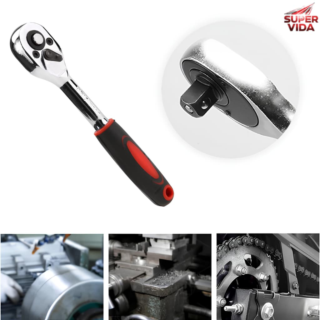 Chave Catraca Reversível 1/2" 250mm Galvanizada Ferramenta Mecânica Reparos
